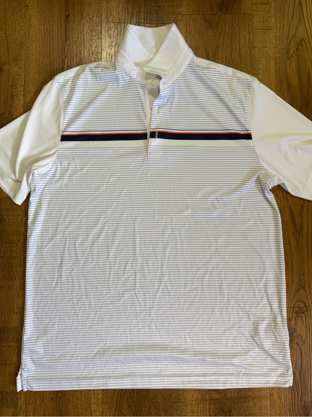 GREG NORMAN PlayDry Men's XL Striped Short Sleeve Golf Polo, Polyester